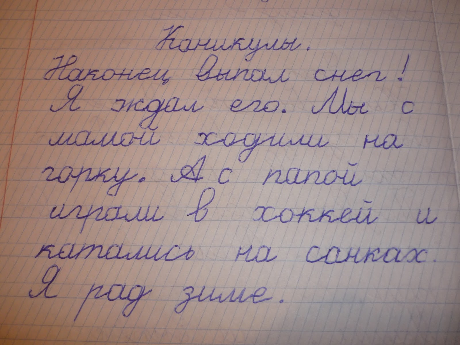Сочинение на тему зимние каникулы